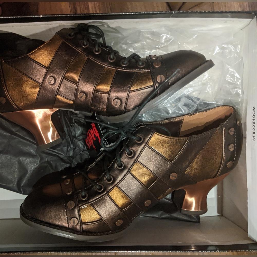 [NIB] Hades - Jade Steampunk Victorian Lace-Up Oxford Shoes | Size 7 | Brown